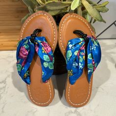 Matilda Jane The Seashore Floral Sandals With Backpack Flip Flops Blue Tropical Casual Blue Flip Flops For Summer, Spring Flip Flops With Adjustable Strap, Adjustable Summer Flip Flops For Outings, Adjustable Flip Flops For Outings, Spring Beach Flip Flops With Adjustable Strap, Summer Vacation Flip Flops With Adjustable Strap, Spring Blue Sandals With Adjustable Strap, Blue Sandals With Adjustable Strap For Spring, Casual Flip Flops With Adjustable Strap For Beach