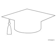 a black and white drawing of a graduation cap with a tassel on the end