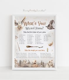 a harry potter poster with hogwart's name and other items on the wall