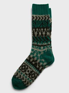 A soft sock in a breathable wool-blend with rib-knit openings and angled toe seams for a better, more comfortable fit.  Fits men's shoe sizes 8-12. Wool Socks Men, Warm Casual Socks With Cozy Fit, Casual Soft Knit Socks For Stocking Stuffers, Warm Comfortable Casual Socks, Warm Cozy Fit Casual Socks, Warm Casual Socks For Stocking Stuffers, Comfortable Knit Winter Socks, Comfortable Knit Socks For Winter, Cozy Outdoor Socks For Fall