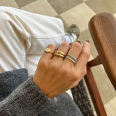 The Gold Dome Ring is our new favorite ring! A shiny timeless golden dome that looks amazing on any finger, alone or stacked with others. You will wear this ring forever, trust us.