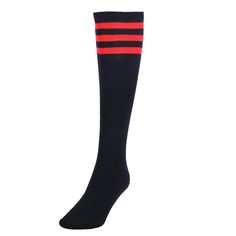 PRICES MAY VARY. MATERIAL: They are made of high quality cotton and spandex, durable and comfortable. The soft material is fit for skin, soft and breathable. ADDED STRETCH: Highly elastic and durable, socks fit just UNDER the knee on average height people, flexible and comfortable.One size fits most. CLASSIC DESIGN: Your classic striped socks just got a quality upgrade-Knee-high socks. You'll absolutely love them. VERSATILITY: Perfect for cosplay, costume, theme party, pageant, concert or 5/10k Fitted Red Cotton Socks, Comfortable Cotton Knee-high Socks, Trendy Black Cotton Knee-high Socks, Black Stretch Cotton Knee-high Socks, Casual Thigh High Cotton Socks, Black Cotton Knee-high Socks For Winter, Casual Cotton Thigh High Socks, Stretch Cotton Hosiery, Casual Cotton Knee-high Socks