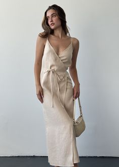 Linen summer wrap dress, Beige long linen dress, Maxi linen dress with slit, Casual linen spaghetti strap dress, Sleevless midi sundress Linen Dress with comfortable smoke silhouette. The sleeveless dress featuring adjustable straps, v-neck, Spagheti Strap. The Causal Linen Dress is suitable for casual, weekend, daily, lounge, travel, sleepwear, etc. Linen Dress is perfect for hot summer weather. Linen being highly absorbent fabric, the Wrap Maxi Dress will allow your body to breathe and feel at ease. And the more you wear and wash it the more it will gain in its character and softness. It is widely known that linen fibers are the most strong and durable among natural vegetable fibers in the world. Therefore, linen clothing will last you 5-7 times longer than usual ■ color: beige ■ materia Cream Linen Dress, Maxi Linen Dress, Summer Wrap Dress, Linen Slip Dress, Linen Dress Summer, Long Linen Dress, Midi Sundress, Linen Summer, Dress Beige