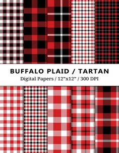 buffalo plaid / tartan digital paper pack