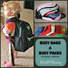 the back pack is packed and ready to be used as a child's backpack