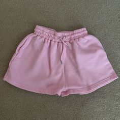 Size M, Brand New, Never Worn Basic Loungewear Shorts For Spring, Comfortable Pink Bottoms With Drawstring, Comfortable Pink Bottoms With Built-in Shorts, Comfortable Pink Shorts With Elastic Waistband, Comfortable Pink Drawstring Bottoms, Basic Summer Bottoms With Elastic Waistband, Basic Pink Cotton Bottoms, Basic Pink Bottoms For Spring, Pink Drawstring Shorts For Spring