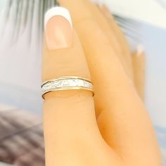 A Sterling Silver Floral with 14k Gold Fill Bands , make this a great stacked ring. There is just something classy yet edgy about wearing a Thumb Ring. It is such an attractive compliment to your hand, and really polishes off your look. For THUMBS most people wear between a size 8 - 10 54 millimeters = size 7 56 millimeters = size 7.5 57millimeters = size 8 58 millimeters = size 8.5 60 millimeters = size 9 61 millimeters = size 9.5 62 millimeters = size 10 64 millimeters = size 10.5 65 millimete White Stackable Open Band Ring, Adjustable White Engraved Ring For Promise, White Stackable Promise Rings With Open Band, White Open Band Stackable Promise Rings, Adjustable White Toe Rings, Gold Sterling Silver Toe Rings For Anniversary, White Stackable Midi Rings For Anniversary, Hypoallergenic Promise Toe Ring, Hypoallergenic Toe Ring For Promise