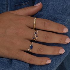 14k Yellow Gold Ring with Natural Sapphires & Diamonds. One of our most favorite rings now comes with Sapphires. We had to add this beautiful stone for not only the September babies, but also for those who love a beautiful pop of blue. Stackable Oval Diamond Jewelry, 14k Gold Multi-stone Stackable Rings, 14k Gold Jewelry With Sapphire And Gemstone Accents, Yellow Gold Sapphire Gemstone In Fine Jewelry Style, Yellow Gold Sapphire Gemstones Fine Jewelry, Fine Jewelry Yellow Gold Sapphire Gemstones, Fine Jewelry Sapphire Gemstones In Yellow Gold, Sapphire Jewelry With Gemstone Accents In 14k Gold, Luxury Open Band Gemstone Jewelry