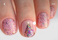 Christmas Tree Nail Designs, Nails November, Christmas Tree Nails, Tree Nails, Her Nails