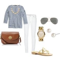 Nautical by southern-prep on Polyvore Woman's Closet, Prep Life, Prep Style, Outfit Collage, Shoes Outfit, Blue Flats, Southern Belle