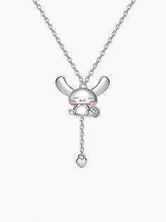 Introducing the adorable Cinnamoroll collaboration silver necklace! This charming silver necklace features a delightful Cinnamoroll design, perfect for adding a touch of kawaii cuteness to any outfit.   Please note that this product includes only the necklace. Cinnamoroll Design, Sanrio Jewelry, Creepy Cute Fashion, Kawaii Necklace, Steampunk Fashion Female, Steampunk Fashion Male, Tie Necklace, Plush Bags, Steampunk Accessories