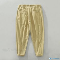 OrcaJump - AMICAJI Vintage Casual Pants - Relaxed Fit, Straight Leg, 100% Cotton, Khaki Tapered Pants, Vintage Casual, Casual Pants, Belts, Straight Leg, The 100, Trousers, Relaxed Fit, Pants