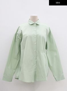 Mint / S/M Korea Style, Work Wear Women, Work Wardrobe, Neck Collar, Print Shirt, Oversized Shirt, Collar Shirts, Tube Top, Pink Yellow