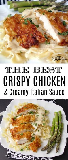 the best crispy chicken and creamy italian sauce with asparagus is an easy dinner