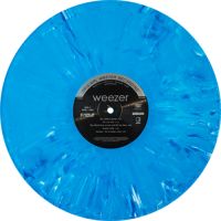 a blue record with the word weezer on it