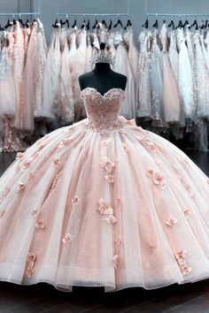 Dusty Pink Ball Gown, Whimsical Quinceanera Dress, Quncie Dresses Light Pink, Blush Pink Ball Gown, Pink Sparkly Ball Gown, Champagne Pink Sweet 16 Dresses, Big Pink Dress Ball Gowns, Quinceanera Dresses Light Colors, Quince Light Pink Dresses