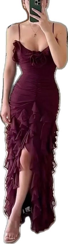 Sleeveless Ruched Chiffon Party Dress, Prom Dress Burgundy, Chiffon Sleeves, Chiffon Prom Dress, Evening Party Dress, Evening Party, Prom Dress, Spaghetti Strap, Party Dress