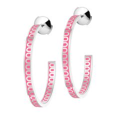 L'Arc de DAVIDOR Creole Earring MM Luxury Pink Hoop Earrings, Luxury Pink Pierced Earrings, Luxury Pink Round Earrings, Pink Formal Hoop Earrings In Fine Jewelry Style, Pink Hoop Earrings For Formal Occasions, Pink Hoop Earrings In Fine Jewelry Style, Luxury Pink Sterling Silver Earrings, Designer White Gold Hoop Earrings For Gift, Designer Pink Round Jewelry