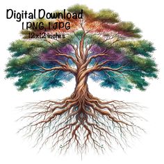 a colorful tree with the words digital download i love it's roots on it