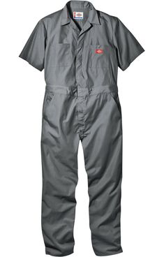 Dickies 33999 5 oz. Short-Sleeve Coverall | JiffyShirts Mens Sewing, Work Coveralls, Grey Jumpsuit, Dickies Shorts, Coverall Jumpsuit, Blank Apparel, Team Games, Cotton Poplin Fabric, Navy Grey