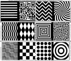 black and white patterns with different shapes