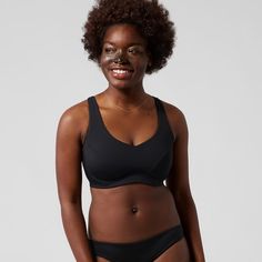 New Athleta Black Bikini Top, Size 34b/C Removable Pads Black Stretch Bra With Built-in Padding, Black Sports Swimwear With Built-in Bra, Sporty Racerback Activewear With Built-in Cups, Sporty Swimwear With Built-in Bra For Workout, Functional Medium Support Sports Swimwear, Sports Nylon Bra In Black, Sporty Sports Bra With Built-in Cups For Workout, Seamless Underwire Black Sports Bra, Black Workout Bra With Built-in Padding