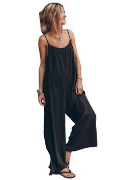 Black Frilled Neckline Backless Wide Leg Jumpsuit Chic Black Strapless Jumpsuit For Beach, Black Strapless Jumpsuit For Summer Beach, Black Strapless Jumpsuit For Summer Beach Outing, Black Strapless Jumpsuit For Beach In Summer, Spring Black Strapless Jumpsuit For Beach, Spring Black Strapless Jumpsuit For The Beach, Black Strapless Jumpsuit For Beach In Spring, Black Strapless Jumpsuit For Beach, Black Strapless Jumpsuit For The Beach