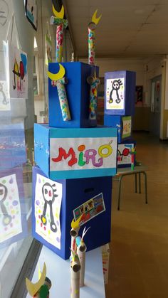 a display in a classroom with paper machs