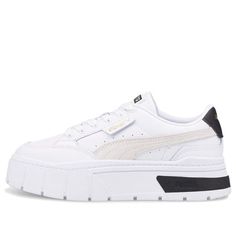 (WMNS) PUMA Mayze Stack 'White Vaporous Grey' 384363-01 (SNKR/Skate/Casual/Women's) White And Black, Grey, White, Black