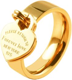 PRICES MAY VARY. Material: Finger rings for women with double heart charms, engraving the warm love words. Made of premium stainless steel, crafted in 18k gold plated with fabulous design Specification: High polished anti-fading cute ring can be chosen in size 6# ,7#, 8#, 9# and 10#. Pls order the suitable size for yourself Perfect for Her: Special jewelry for your loved one, charming dangle ring is popular with women. A nice choice for your mother, wife, lover on mother's day, birthday, anniver Engraved Promise Rings, Evil Eye Hand, Heart Band, Friendship Rings, Charm Rings, Special Jewelry, Cute Rings, Gold Plated Rings, Forever Love