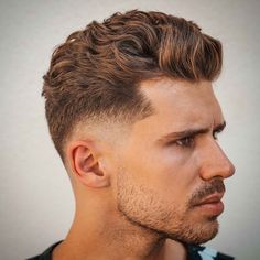 Slick Back Haircut, Back Hairstyle, Hair Curl, Long Hair On Top, Wavy Haircuts, Men Haircut Styles, Cool Hairstyles For Men, Slick Back