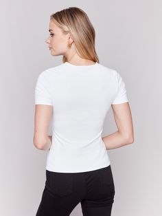 Experience the ideal blend of comfort and elegance with our Short-Sleeved Super Stretch Top. Made from ultra-flexible double layer fabric, this white top offers a comfortable yet form-fitting feel, providing unparalleled freedom of movement. Its minimalist design is perfect for layering or wearing alone for a sleek, polished look. Upgrade your wardrobe with this versatile essential, a true must-have. Slim fit Crew neckline Short sleeves Double layer, stretch fabric Denim Editorial, Linen Jackets, Fall Plaid, Stretch Top, Linen Skirt, Midi Maxi Dress, Crew Neck Top, Knee Length Dresses, Friday Sale