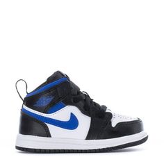 Toddler's Jordan 1 Mid "Game Royal" White/Racer Blue-Black Size: 9.  Gender: unisex. Air Jordan 1s Infant Sneakers, Infant Jordan 1, Baby Boy Jordan 4s, Air Jordan Sneakers Baby, Nike Air Jordans Baby, Baby Jordan Shoes Blue, Cool Jordans Baby, Jordan Shoes Retro Baby, Jordans For Kids Size 4