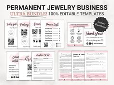 the ultimate guide to creating an elegant jewelry business card for your business or company, with pink and black ink