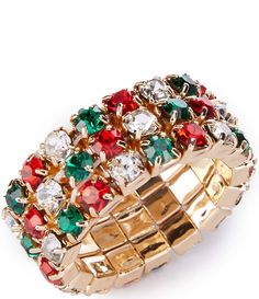 From Merry & Bright&#x2C; this ring features:Stretch ringGold tone platingStretch&#x2C; no closureApprox. 2" L x 0.31" WImported. Stretch Ring, Rhinestone Jewelry, Dillard's, Merry And Bright, Crystal Rhinestone, Gold Rings, Jewelry Accessories, Jewelry Rings, Crystals