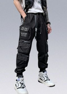 3D Pockets Darkwear Pants - Darkwear Pants - X Cyberpunk Elements, Black Techwear, Joggers Streetwear, Skull Pants, Techwear Jacket, Hip Hop Pants, Asymmetrical Shirt, Reflective Jacket, Elements Design