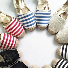 Step into summertime with a playful twist on the classic espadrille sandal. The Capucine Breton Stripe Espadrille Sandals feature a popular nautical striped pattern and a comfortable design, perfect for any casual outing. Enjoy a mix of style and comfort in these unique and quirky sandals. Gender: WOMEN Item Type: Espadrille Sandals Upper Material: Canvas, Straw Sandal Type: Gladiator, Espadrille Closure Type: Lace-up Outsole Material: TPR Rubber Insole Material: Hemp Heel Height: Flat (≤1cm) Fa Straw Sandals, Striped Espadrilles, Comfortable Design, Espadrille Sandals, Blue Sandals, Gothic Jewelry, Blue Stripes, Ankle Strap, Fashion Blog