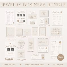 the jewelry business bundle includes all kinds of cards, envelopes and other items to be used