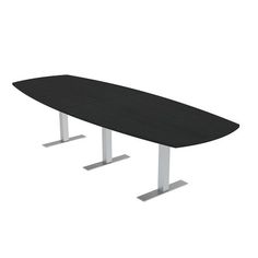 a black table with two white legs