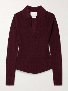 Cold Weather Outfits, Burgundy Sweater, Polo Sweater, Citizens Of Humanity, Clothes Collection, Polo Collar, Dream Clothes, French Style, Knitting Designs