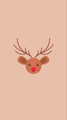 a reindeer's head with antlers is shown in the middle of a beige background