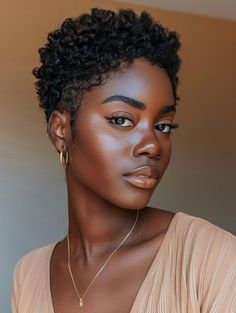 Stylish Short Haircuts for Black Women - Explore Top Styles Short Black Woman Hair, Styles Black Women, Curly Short Haircuts Black Women, Braided Styles For Short Hair, Short Fro Black Women, Short Bald Hair For Black Women, Pixie Afro Hair, Make Up For Short Hair, Short Curly Haircuts For Black Women