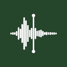 an audio wave is shown in white on a dark green background with the word sound