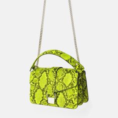 Brand New Condition Zara Neon Snake Print Hand Bag 8in X 5.5in Yellow Rectangular Shoulder Bag With Chain Strap, Trendy Yellow Bags With Chain Strap, Chic Yellow Bag With Chain Strap, Green Zara Shoulder Bag For Everyday Use, Zara Green Shoulder Bag For Daily Use, Yellow Bag With Chain Strap For Everyday Use, Yellow Bags With Chain Strap For Everyday Use, Trendy Yellow Evening Bag, Yellow Evening Bag For Spring