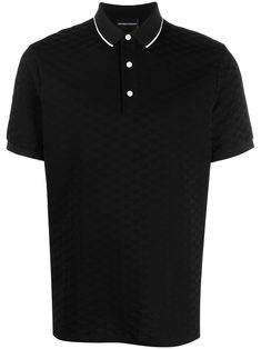 Black cotton logo embroidered polo shirt from EMPORIO ARMANI featuring embroidered logo, polo collar and short sleeves. | Emporio Armani Logo Embroidered Polo Shirt Designer Cotton Collared T-shirt, Designer Black Cotton Polo Shirt, Black Cotton Polo Shirt With Embroidered Logo, Black Collared T-shirt With Embroidered Logo, Designer Short Sleeve Tops With Ribbed Collar, Designer Short Sleeve Top With Ribbed Collar, Designer Black Polo Shirt With Embroidered Logo, Designer Black Polo Shirt With Ribbed Collar, Designer Collared Cotton T-shirt