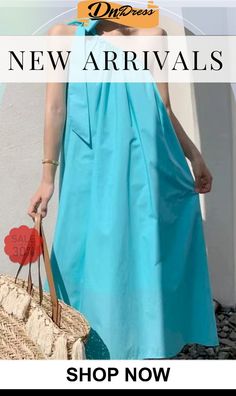 Casual Solid Frenulum Oblique Collar Sleeveless Dress Dresses Women's Fashion Dresses, Fashion Games, Sleeveless Dress, Fashion Dresses, Shop Now, Collar, Free Shipping, Dresses