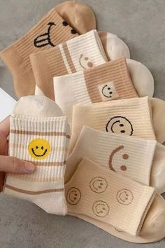 Description- Smiley face patterned socks Crew fit One size Patterned Socks, Smile On, Boyfriend Tee, Retro Color, Happy Smile, Smiley Face, Sweater Accessories, Crew Socks, A Smile