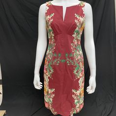 This Cotton With A Touch Of Spandex Sleeveless Sheath Fits Like A Glove. The Print On The Sides Creates The Illusion Of Slenderness For A Slim Yet Curvy Look That’s Pin Up Worthy. The Beautiful Fall Colors Are Perfect For Autumn But Will Transition To All Seasons. Perfect For Holidays, Weddings And Fancy Luncheons. Fully Lined. Knee Length. Invisible Zipper With Hook & Eye At Top. European Import. Easy Care Washable. Like New, Never Worn. Mod Cloth Dresses, Modcloth Dresses, Hook Eye, Invisible Zipper, All Seasons, Sheath Dress, Fall Colors, Cranberry, Red Green