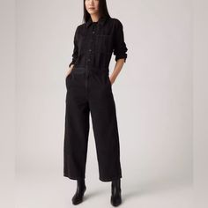 Levi’s Iconic Denim Women’s Long Sleeves Black Overall Jumpsuit Size M Nwt Brand New With Tags! Size: Medium/ Waist:36”/Hip:38”/Inseam:24.5”/ Armpit To Armpit:20.5” Color: Black Material: Cotton/ Non Stretchy Trendy And Comfortable Vintage Style Denim Overall Jumpsuit! Long Sleeves/Buttons Down And Zip Closure. Cropped Length! If You Have Any Questions Please Let Me Know Via Message! Happy Shopping! Smoke And Pet Free Home! Womens Black Jumpsuit, Jumpsuit Long, Levis Pants, Overall Jumpsuit, Black Levis, Capturing Moments, Hot Iron, Levis Women, Pant Shirt