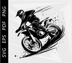 a black and white drawing of a person on a dirt bike riding through the air